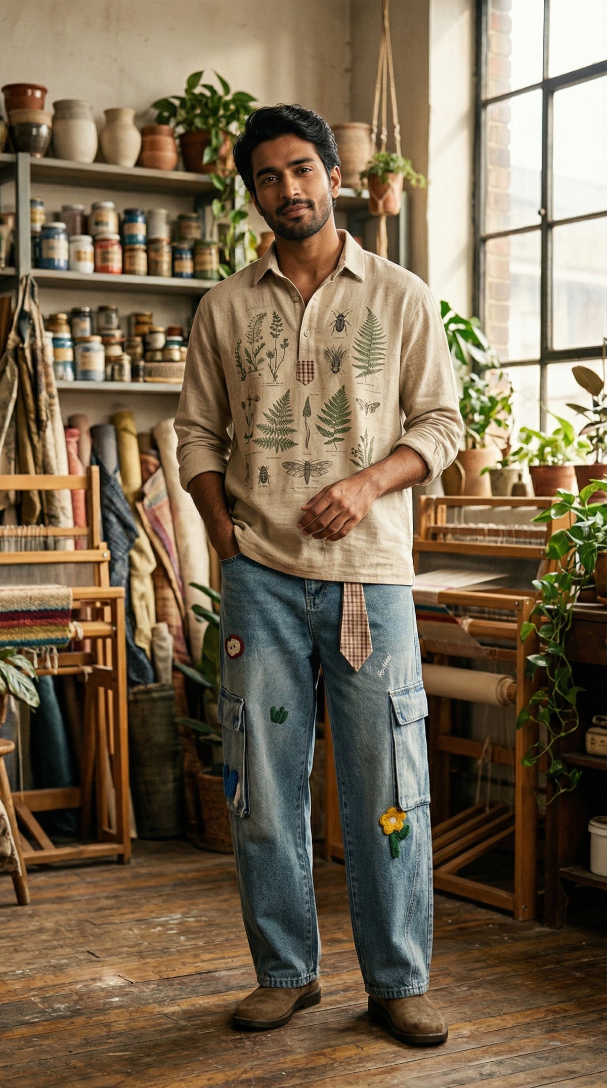 Blue Straight-Fit Denim Jeans — Classic Wash — view 3