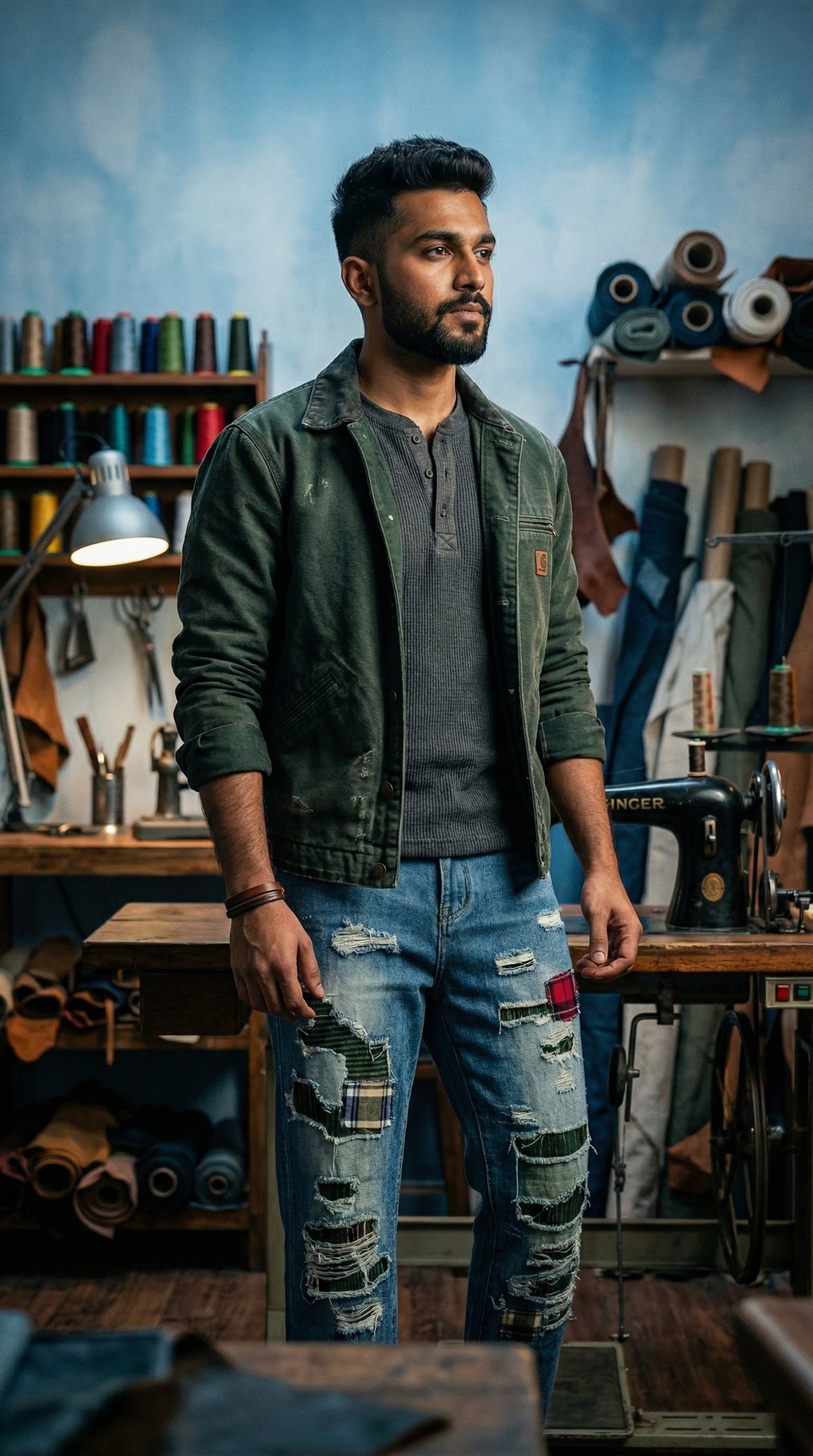 Rebel Thread Jeans — Blue Washed Denim — view 3
