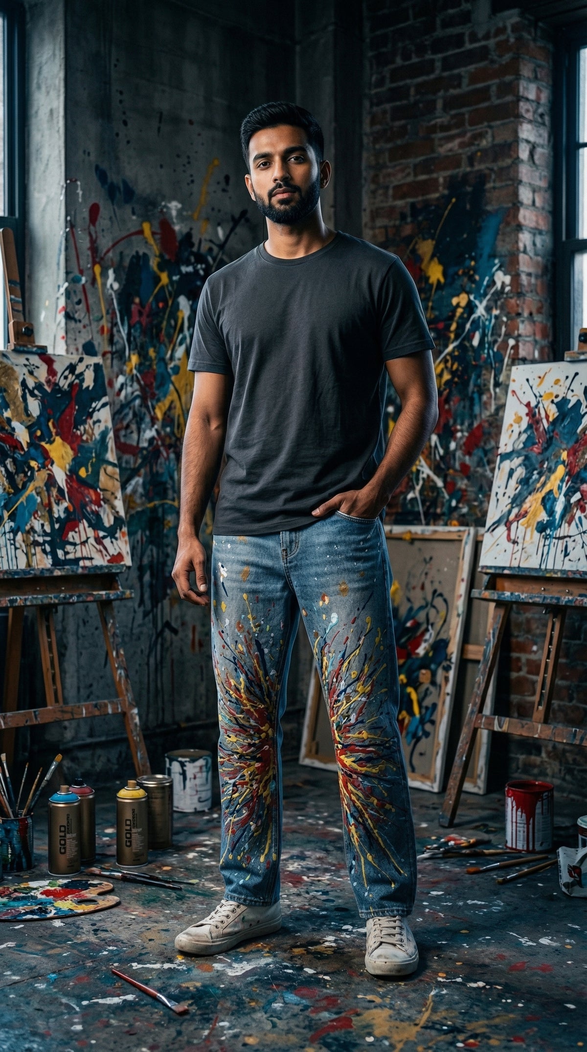 Flared Blue Jeans — Wide-Leg Fit — view 2