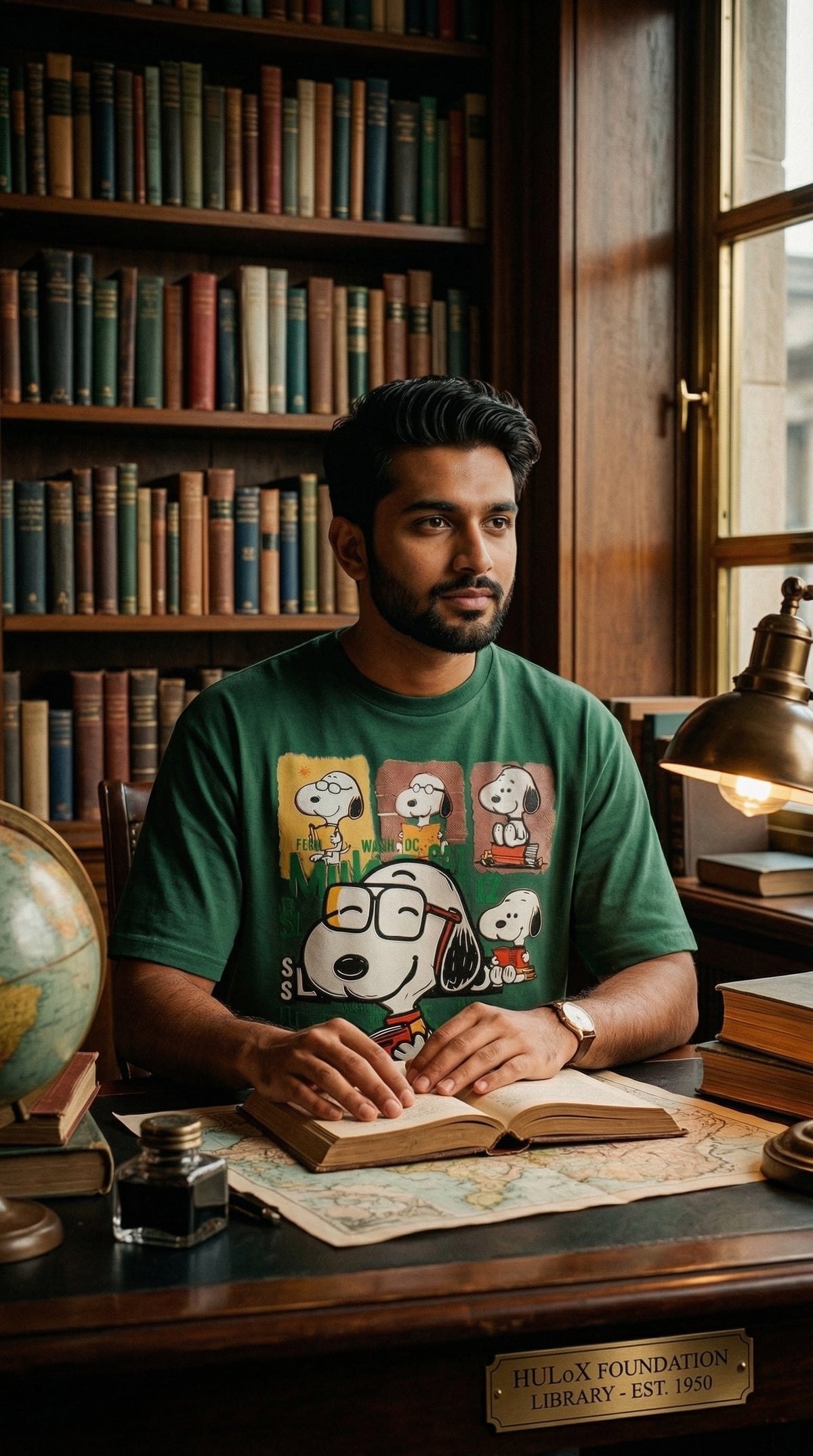 Scholar Dog Oversized Tee — Premium Cotton Drop Shoulder — view 13