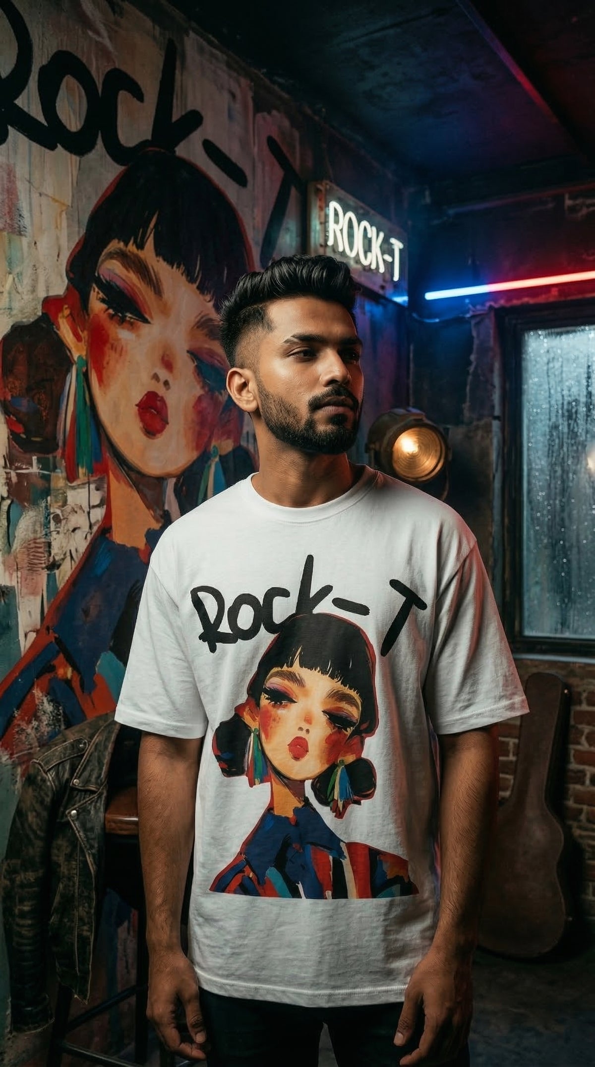 Rock Graphic Oversized Tee — Heavyweight Cotton Fit — view 4
