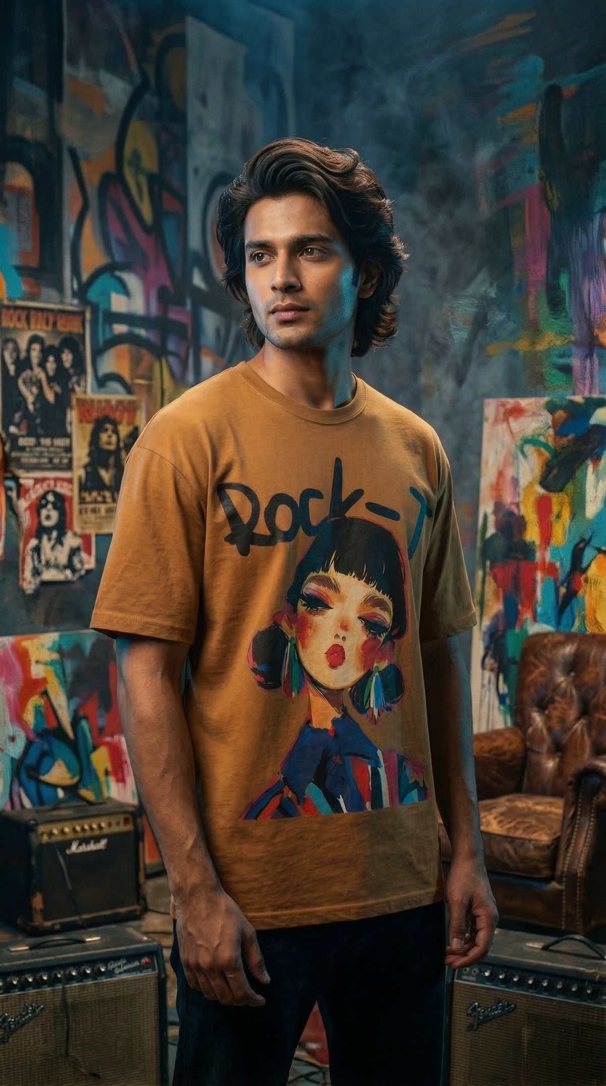 Rock Graphic Oversized Tee — Heavyweight Cotton Fit — view 6