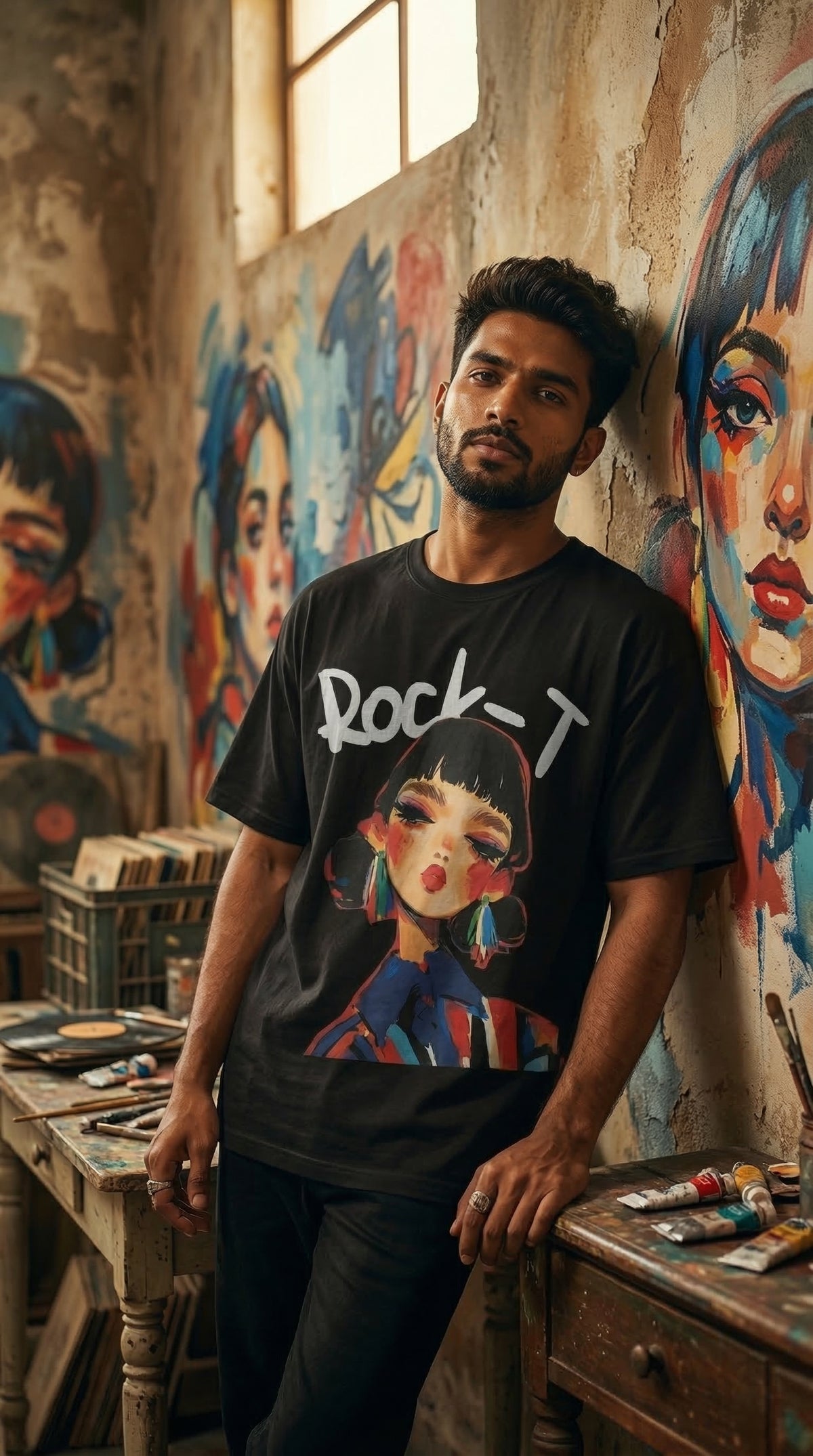 Rock Graphic Oversized Tee — Heavyweight Cotton Fit — view 2
