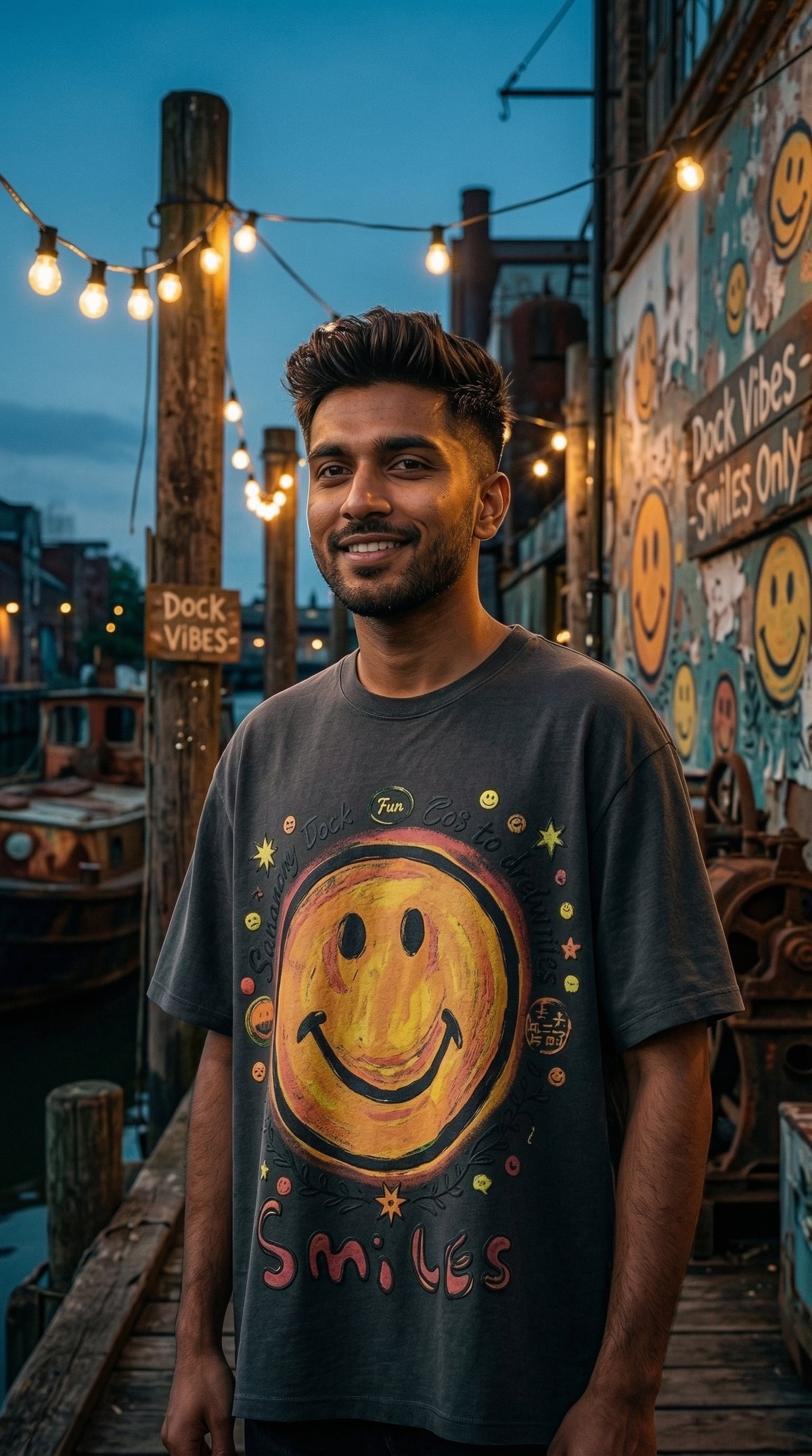 Smiley Graphic Oversized Fit Tee — Universal Sizing — view 8