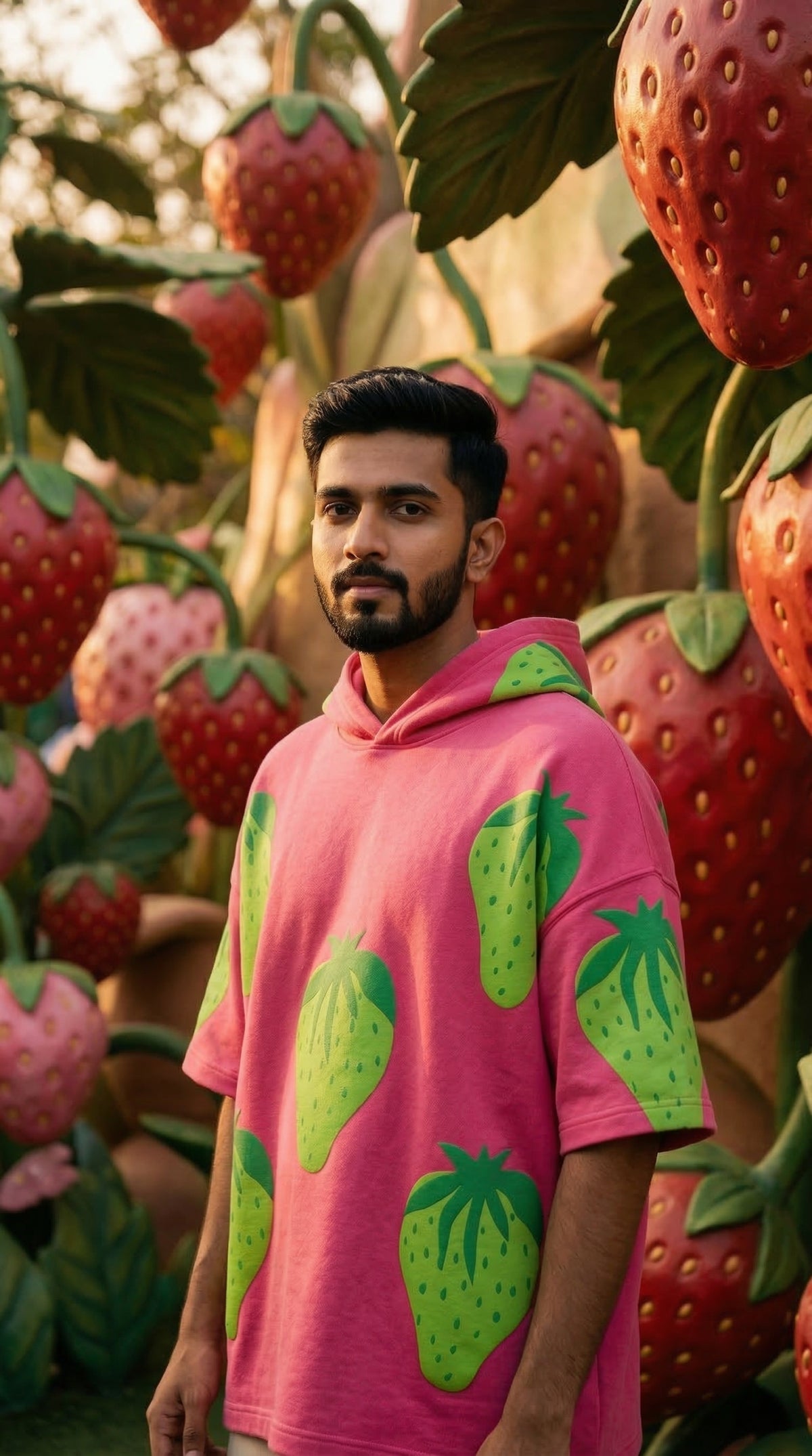 Retro Graphic Oversized Hoodie Tee — Pink — view 3