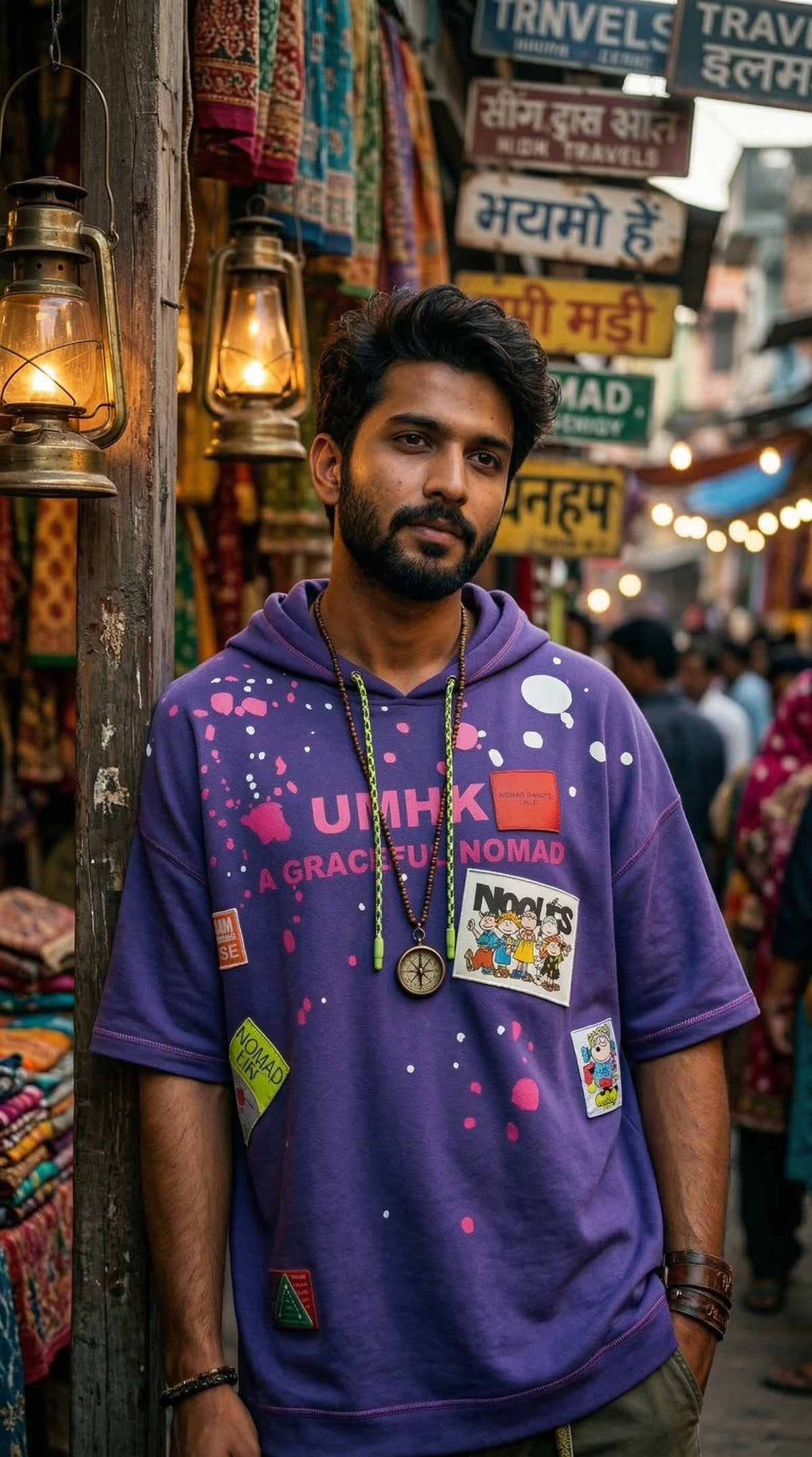 Nomad Purple Hooded Tee — Oversized Fit Short-Sleeve Hybrid — view 2