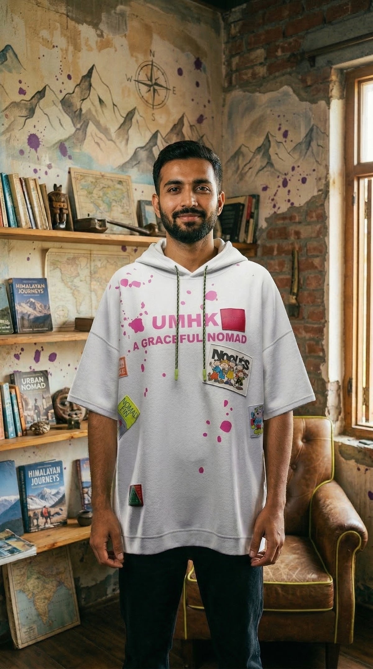 Nomad Oversized T-Shirt Hoodie — Grey — view 2