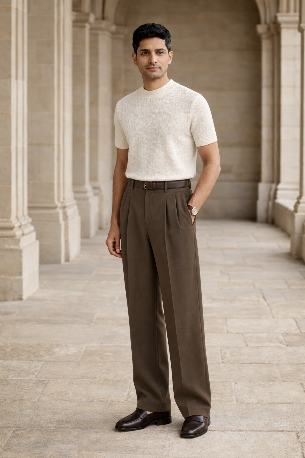 SANKI White Relaxed Fit Casuals T-shirt for Men
