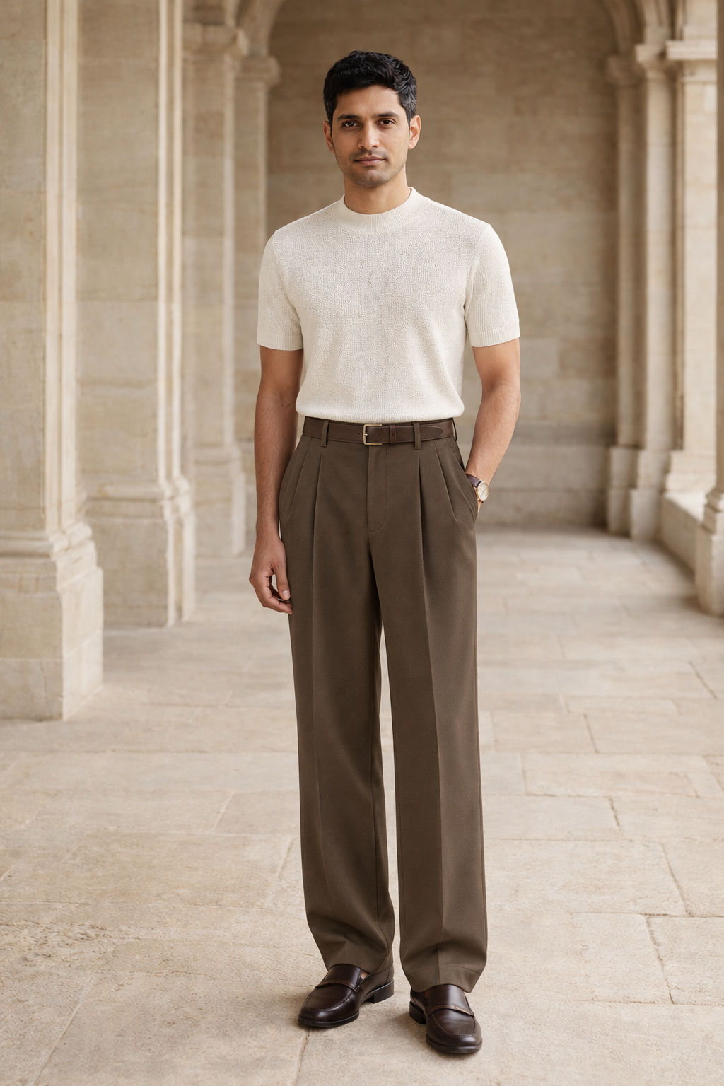 SANKI White Relaxed Fit Casuals T-shirt for Men