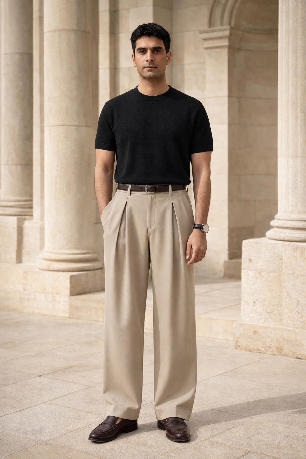 SANKI Black Relaxed Fit Casuals T-shirt for Men