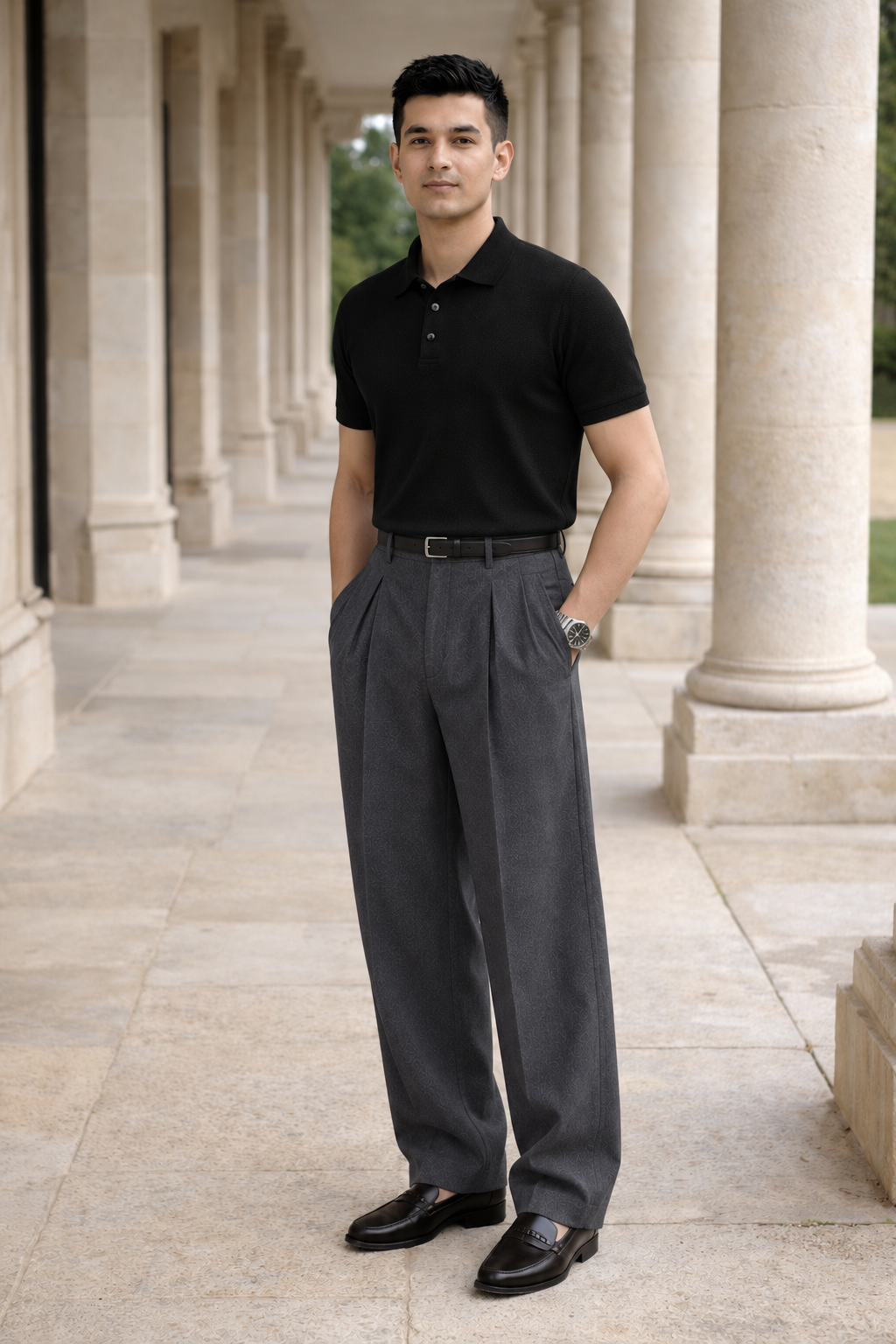 SANKI Black Relaxed Fit Casuals T-shirt for Men
