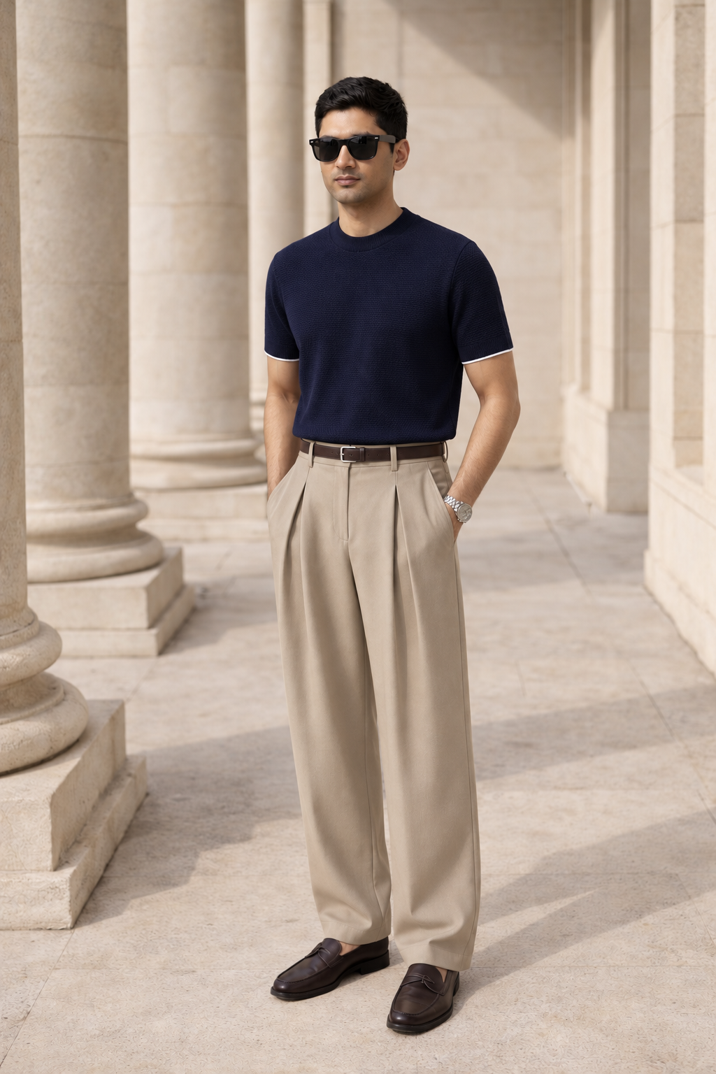 SANKI Blue Relaxed Fit Casuals T-shirt for Men