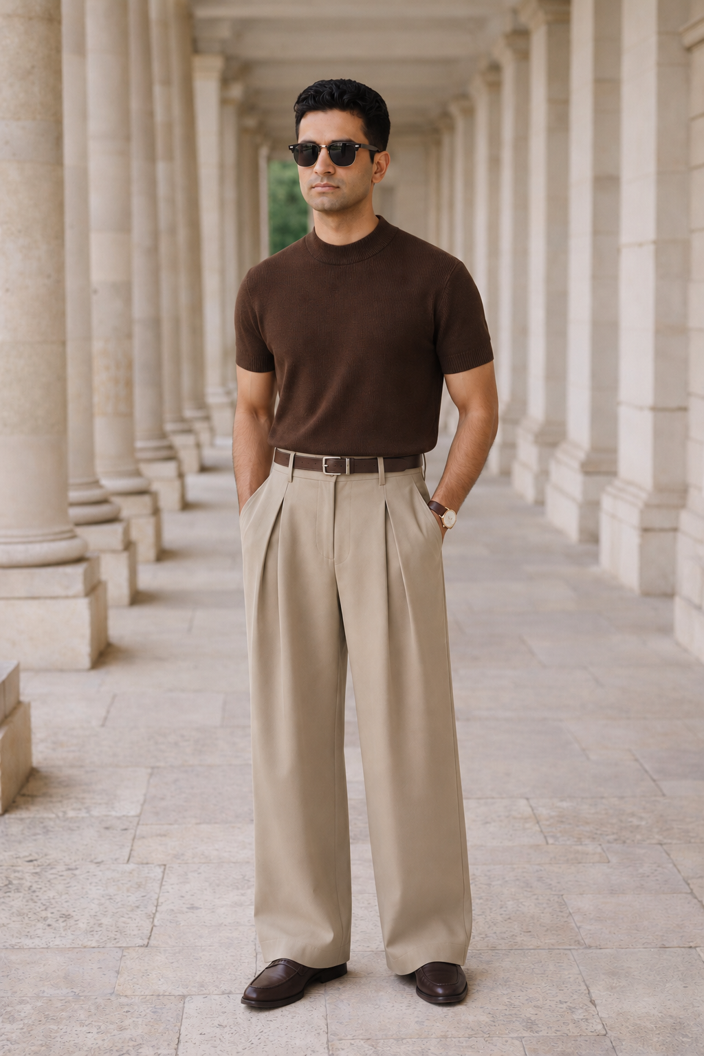 SANKI Brown Relaxed Fit Casuals T-shirt for Men