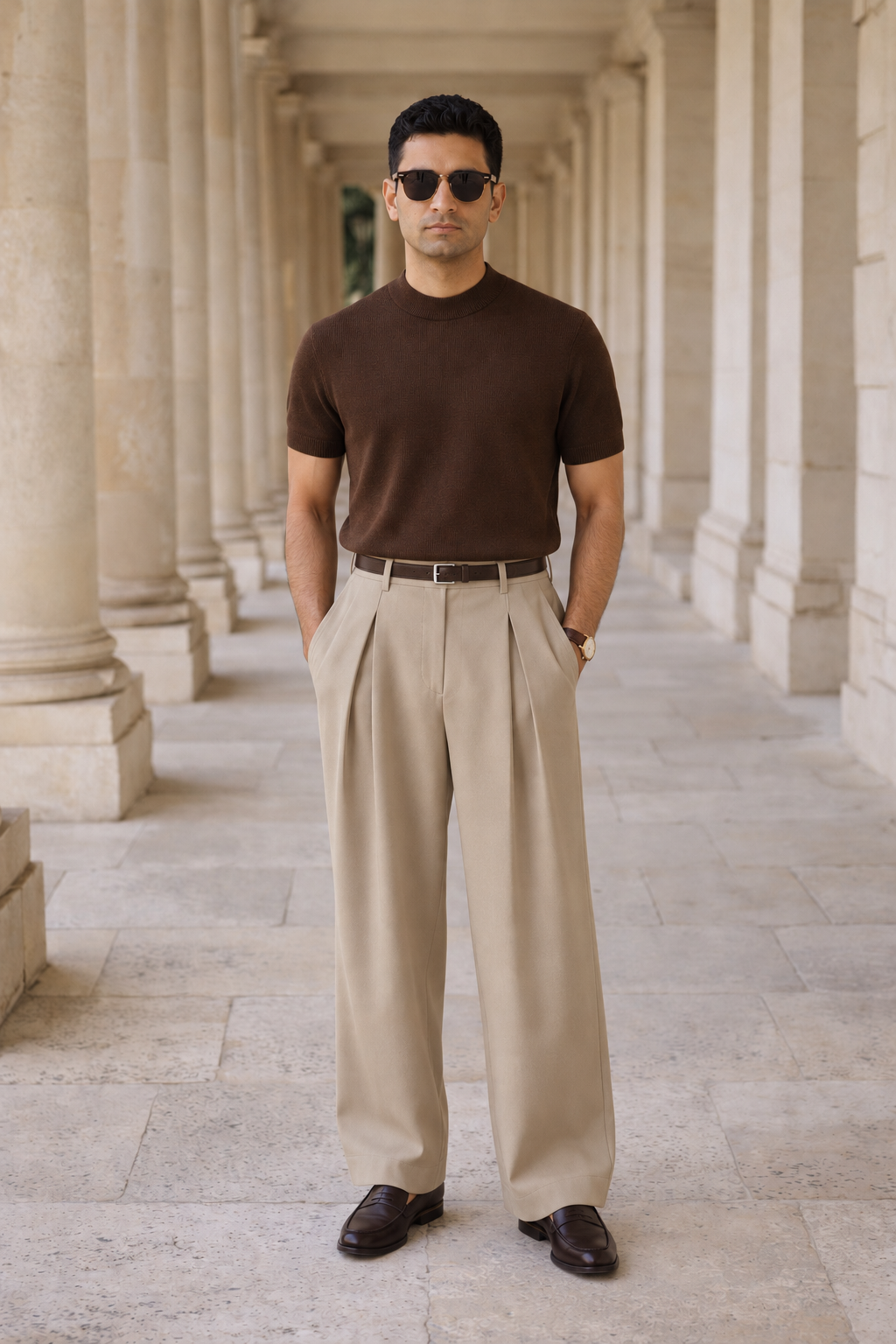 SANKI Brown Relaxed Fit Casuals T-shirt for Men