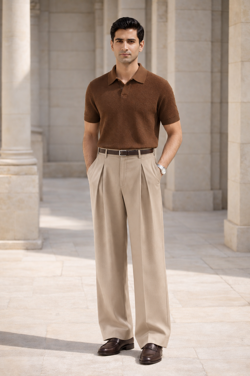 SANKI Brown Relaxed Fit Casuals T-shirt for Men