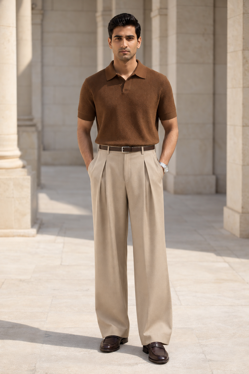SANKI Brown Relaxed Fit Casuals T-shirt for Men