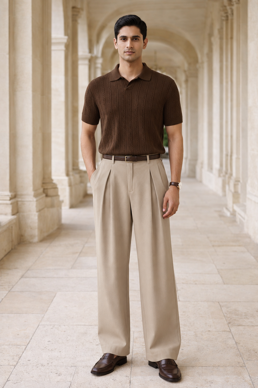 SANKI Brown Regular Fit Casuals T-shirt for Men