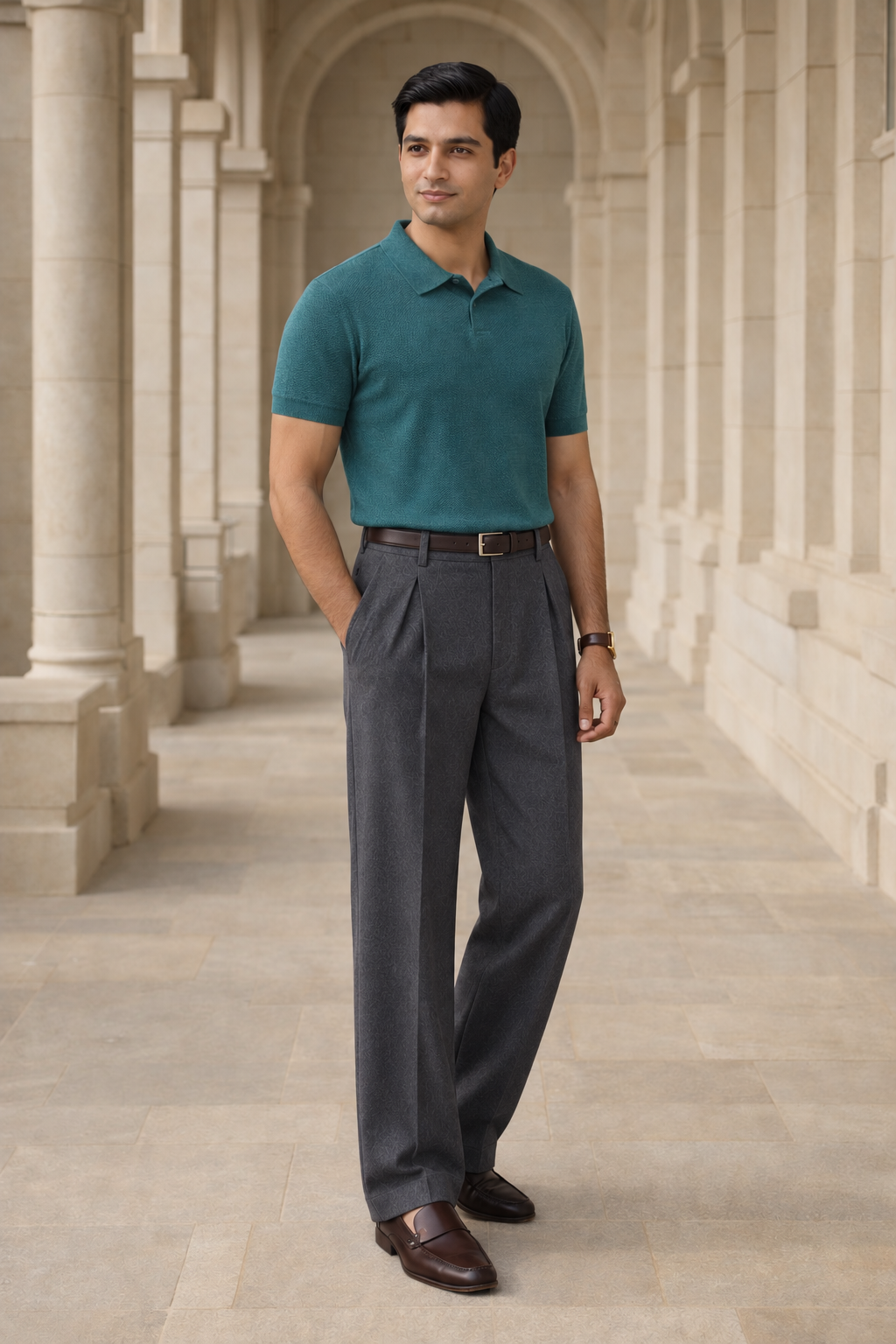 SANKI Green Relaxed Fit Casuals T-shirt for Men