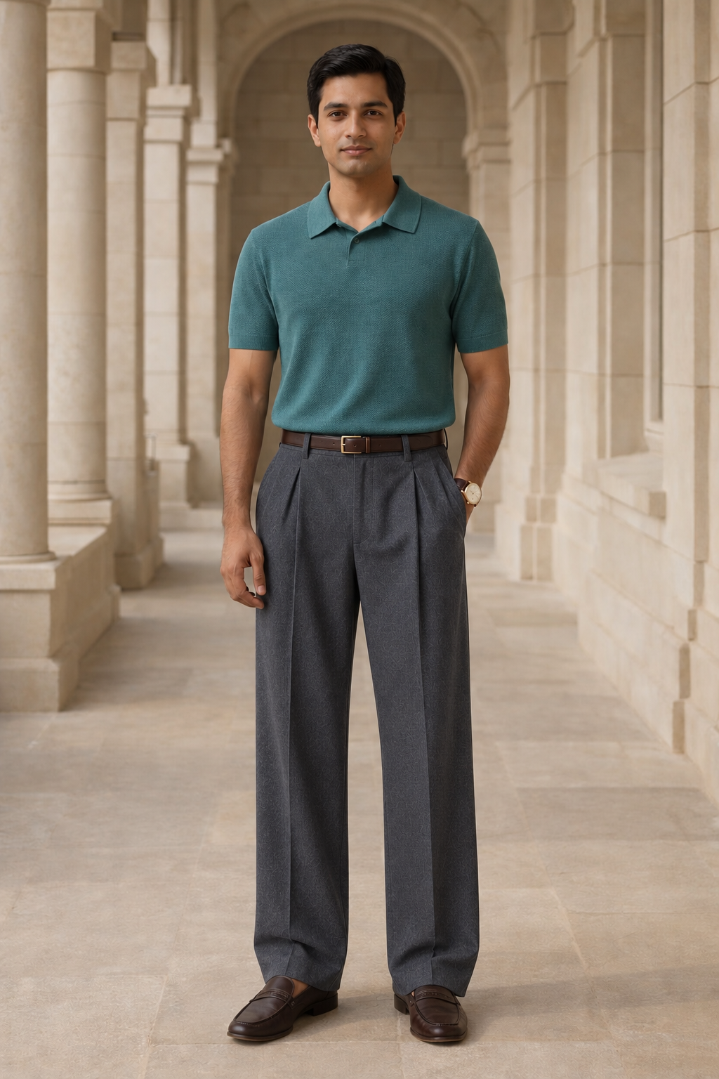 SANKI Green Relaxed Fit Casuals T-shirt for Men