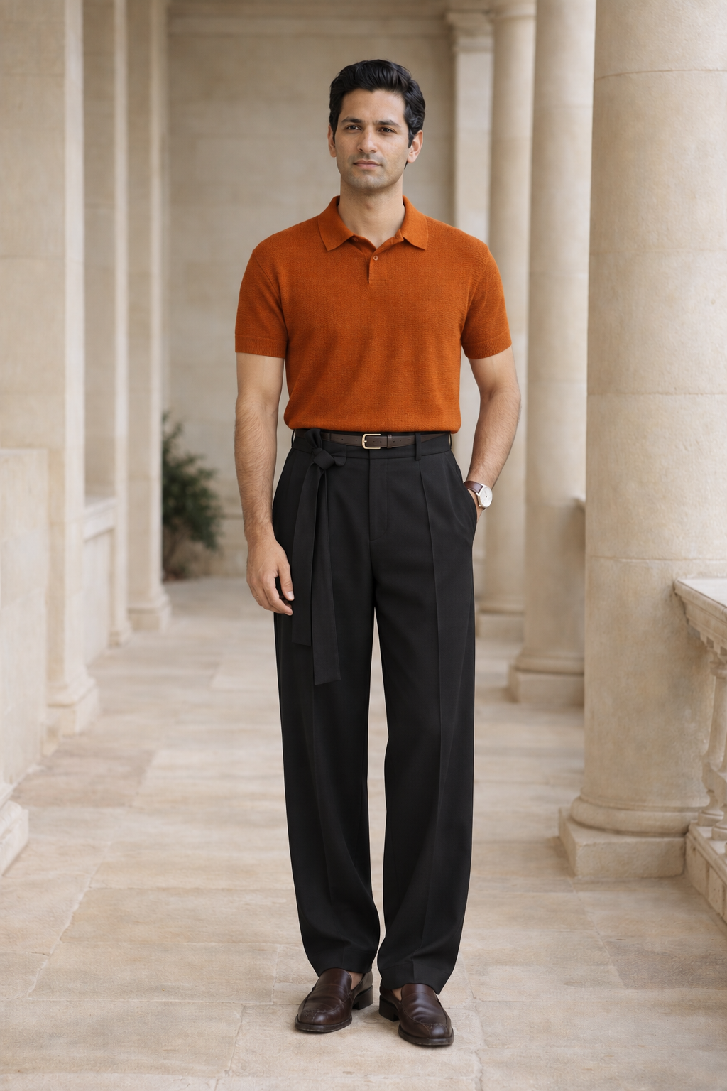 SANKI Orange Relaxed Fit Casuals T-shirt for Men