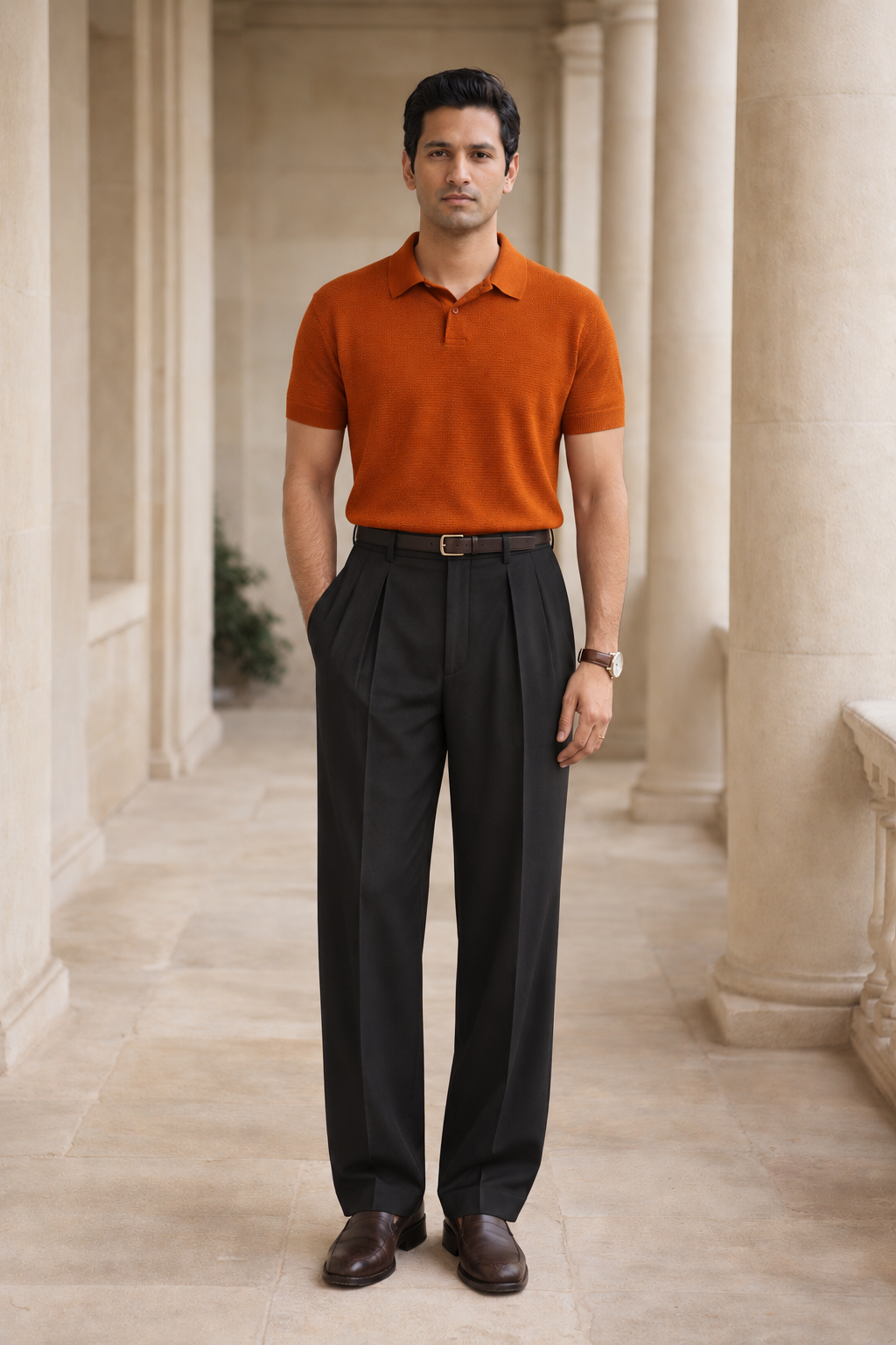 SANKI Orange Relaxed Fit Casuals T-shirt for Men