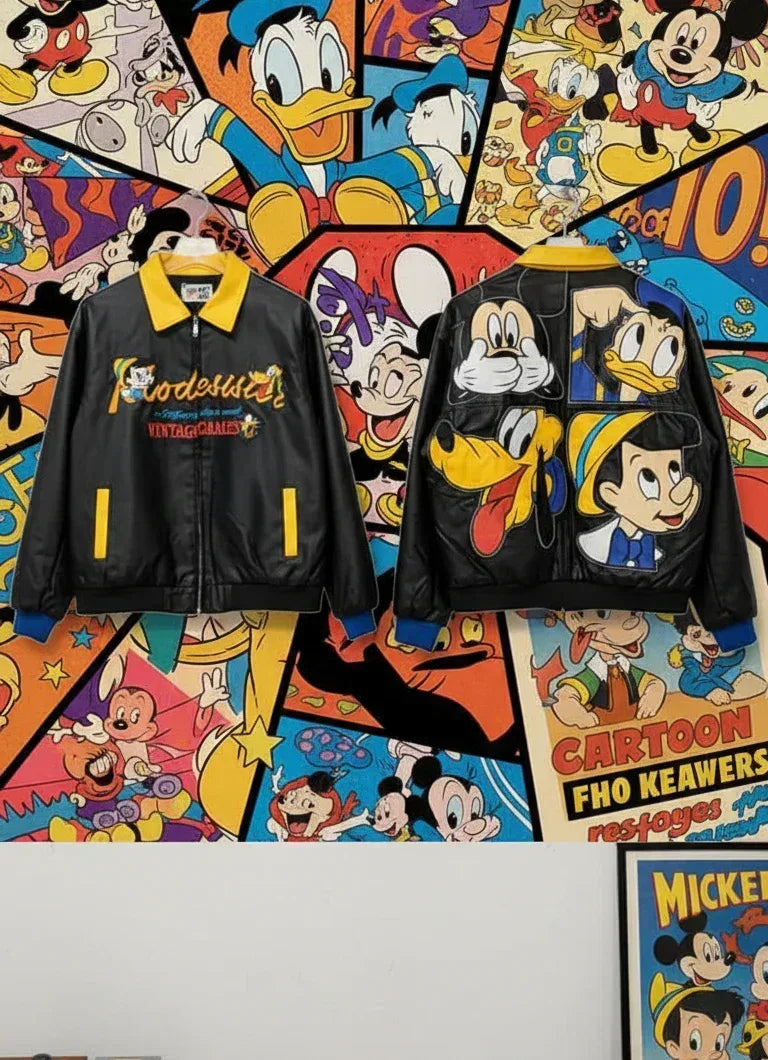 Cartoon Leather Jacket - Sanki