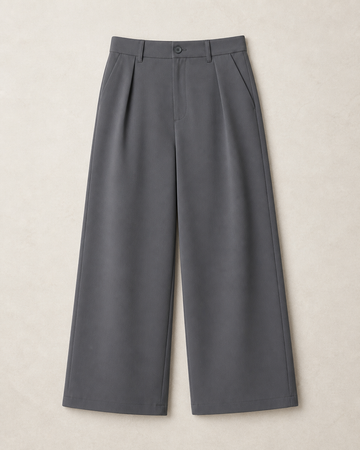 Wide Slate Trousers Baggy Fit — Grey