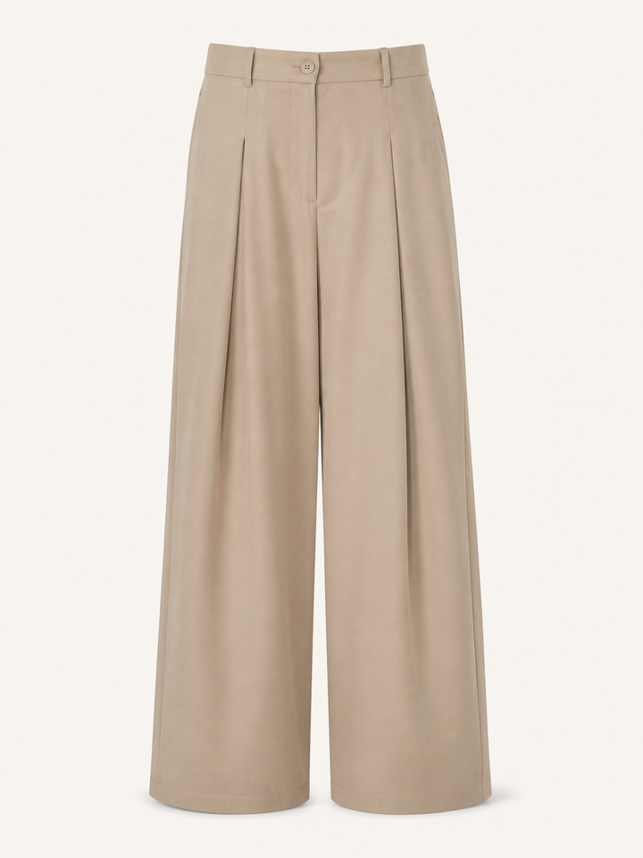 Wide Canvas Trouser — Baggy Fit, Khaki