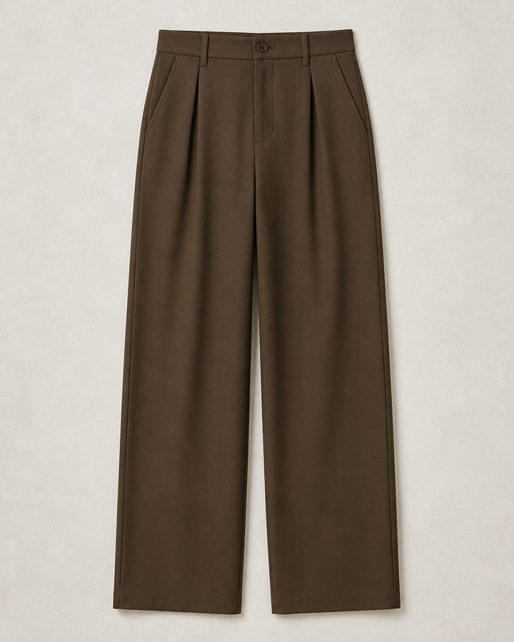 Wide Stance Trousers Baggy Fit — Brown