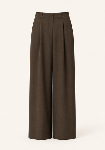 Wide Drape Trouser — Baggy Fit, Brown