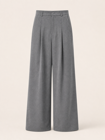 Slate Wide Leg Trouser — Baggy Fit, Grey