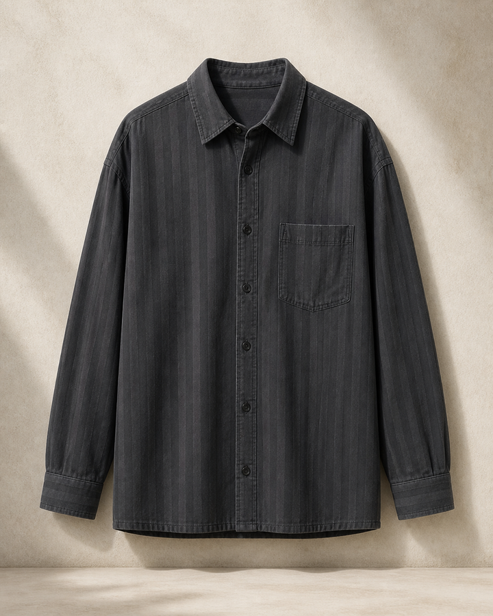 Shadow Stripe Overshirt Oversized — Blue