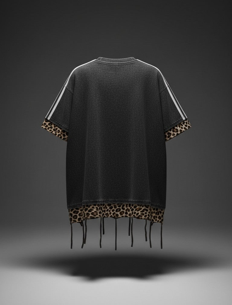 Raw Edge Oversized Tee — Black Premium Fit — view 2