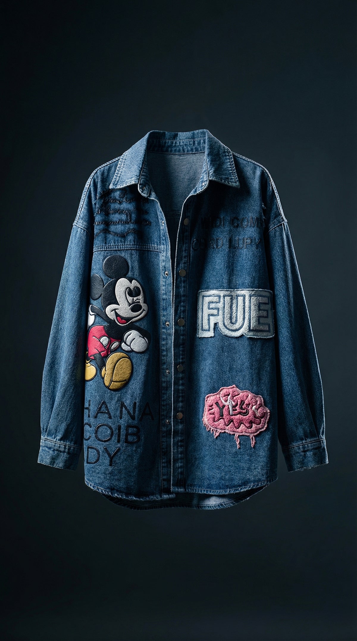 Retro Star Denim Oversized Shirt — Premium Woven Fabric — view 5