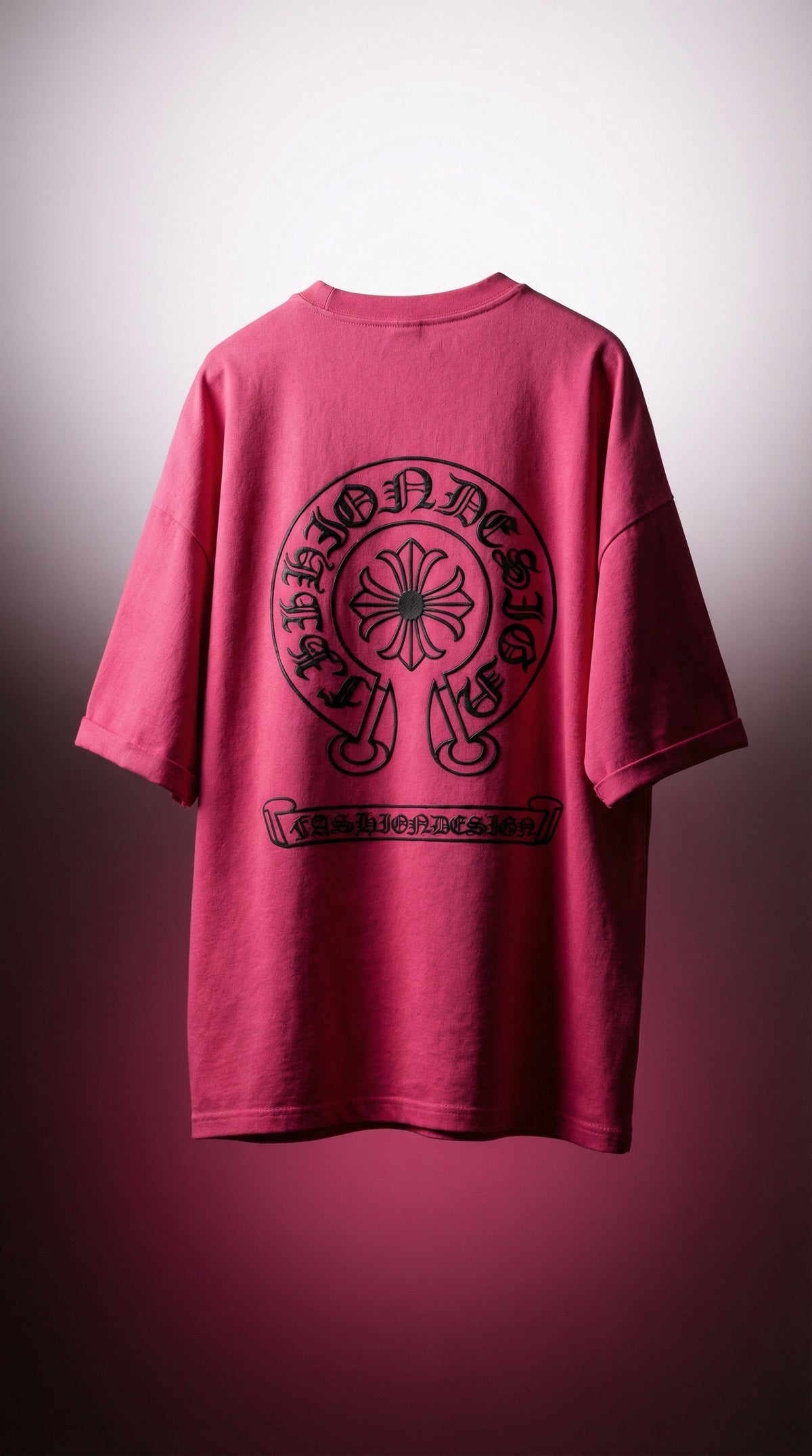 Minimal Logo Tee — Oversized Fit in Pink, Black, White — view 4