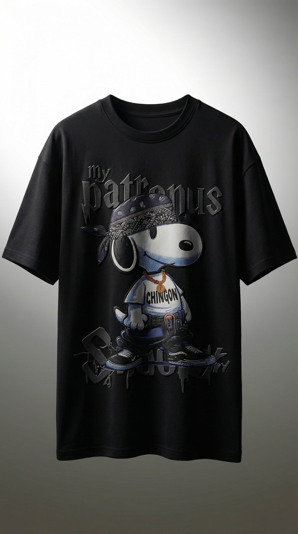 Retro Character Graphic Oversized Tee — Black — view 3