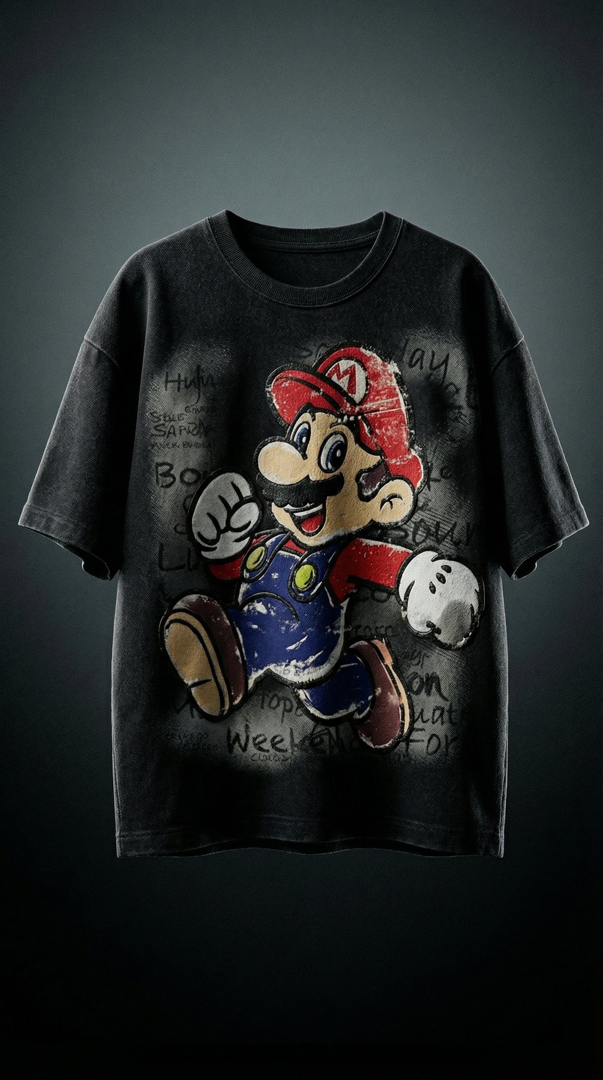 Retro Cartoon Runner Graphic Tee — Black Premium Cotton — view 3