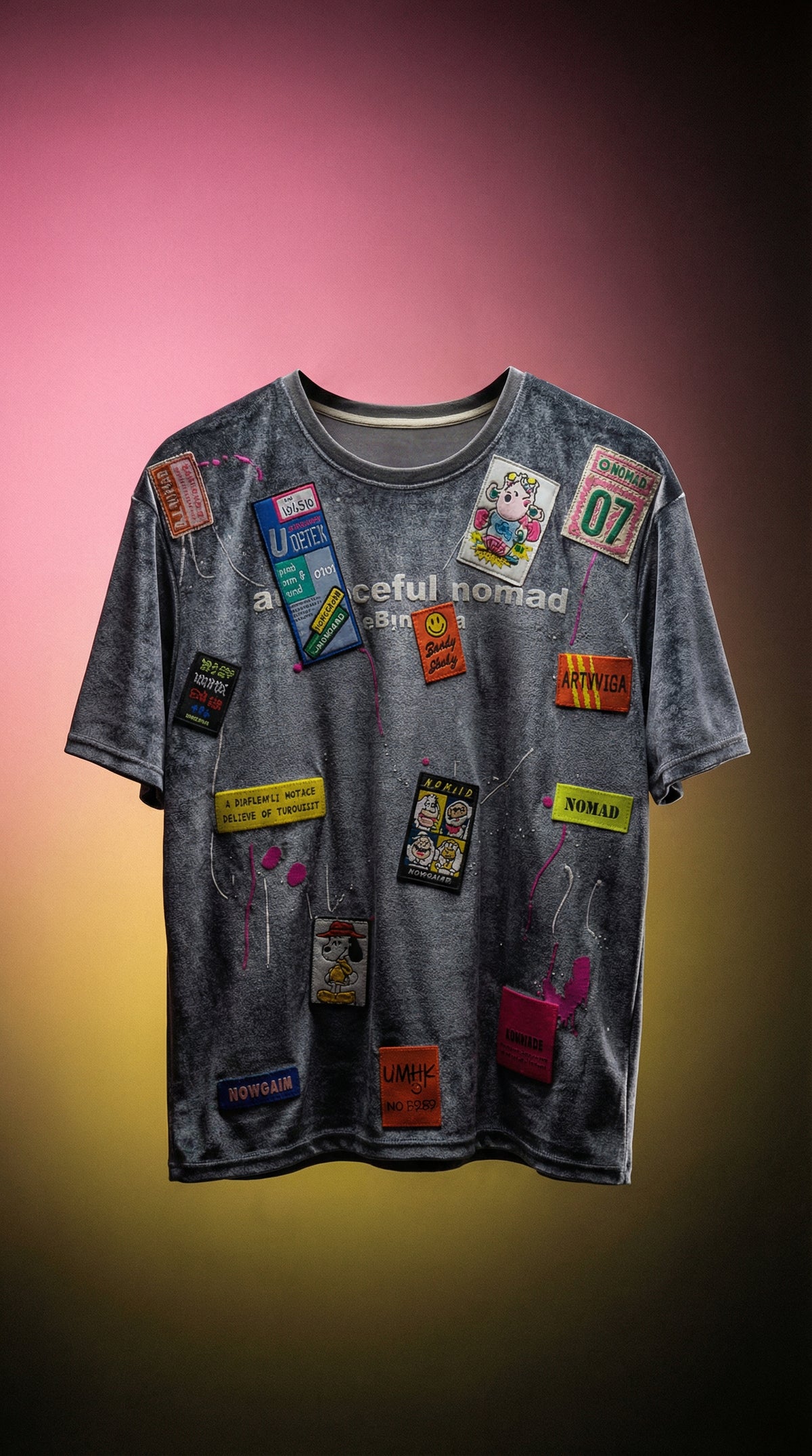 Graphic Cartoon Oversized Tee — Bio-Washed Grey — view 5