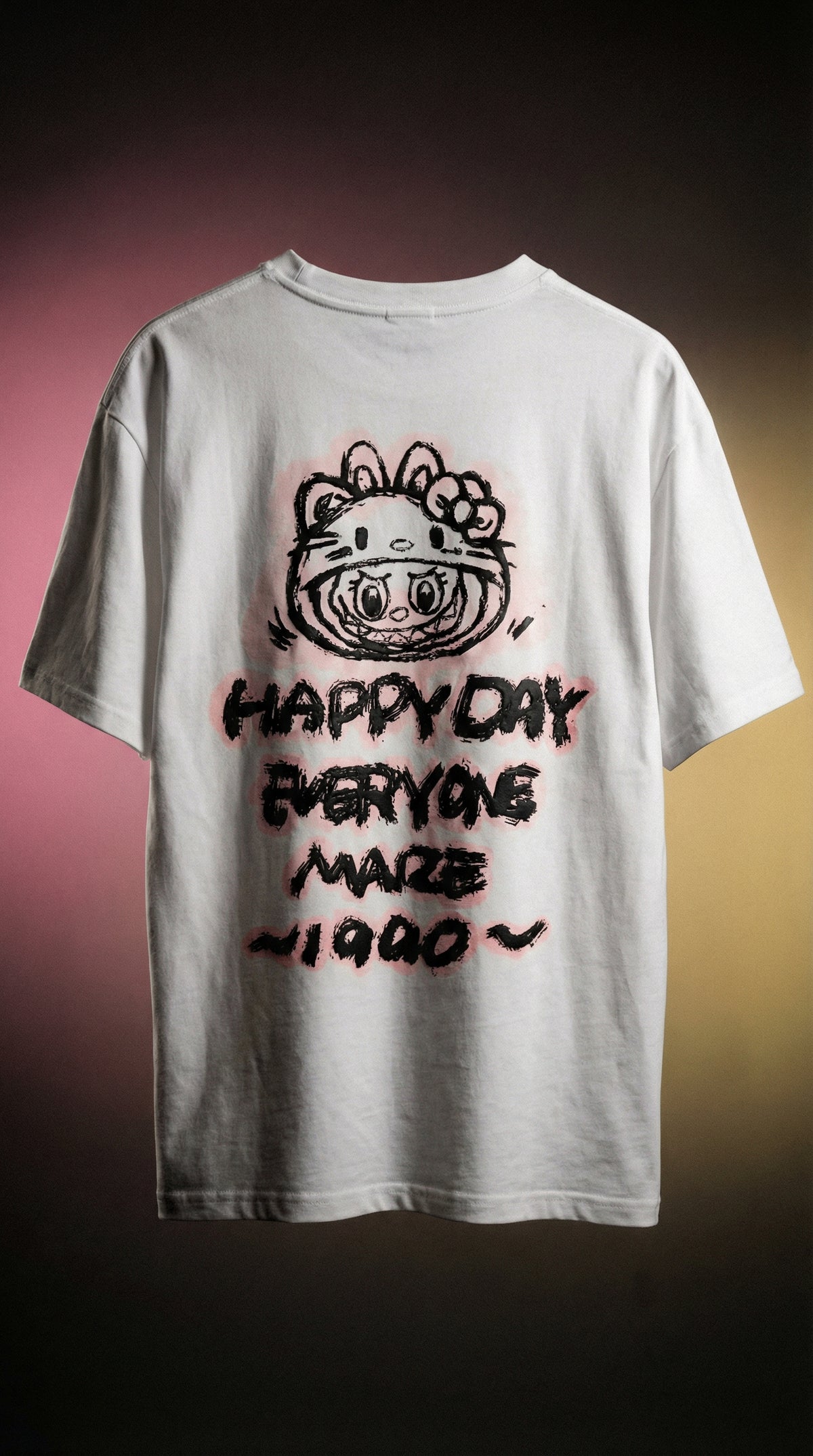 Graphic Print Oversized Tee — Grey Premium Cotton — view 5