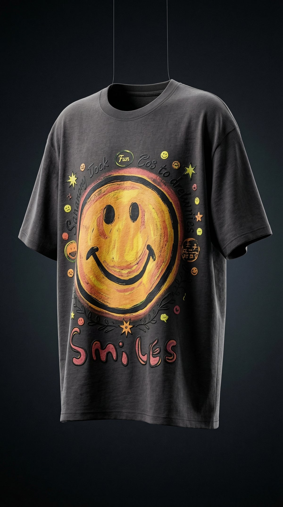 Smiley Graphic Oversized Fit Tee — Universal Sizing — view 5