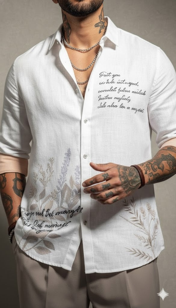 Bold Type Print Shacket — Relaxed Fit Shirt Jacket — view 2