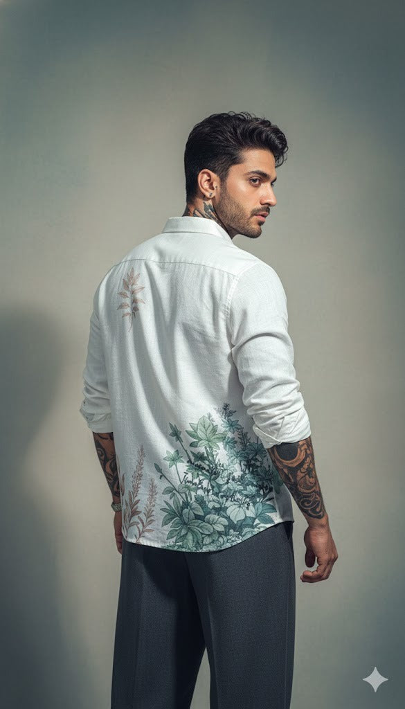 Bold Type Print Shacket — Relaxed Fit Shirt Jacket — view 3