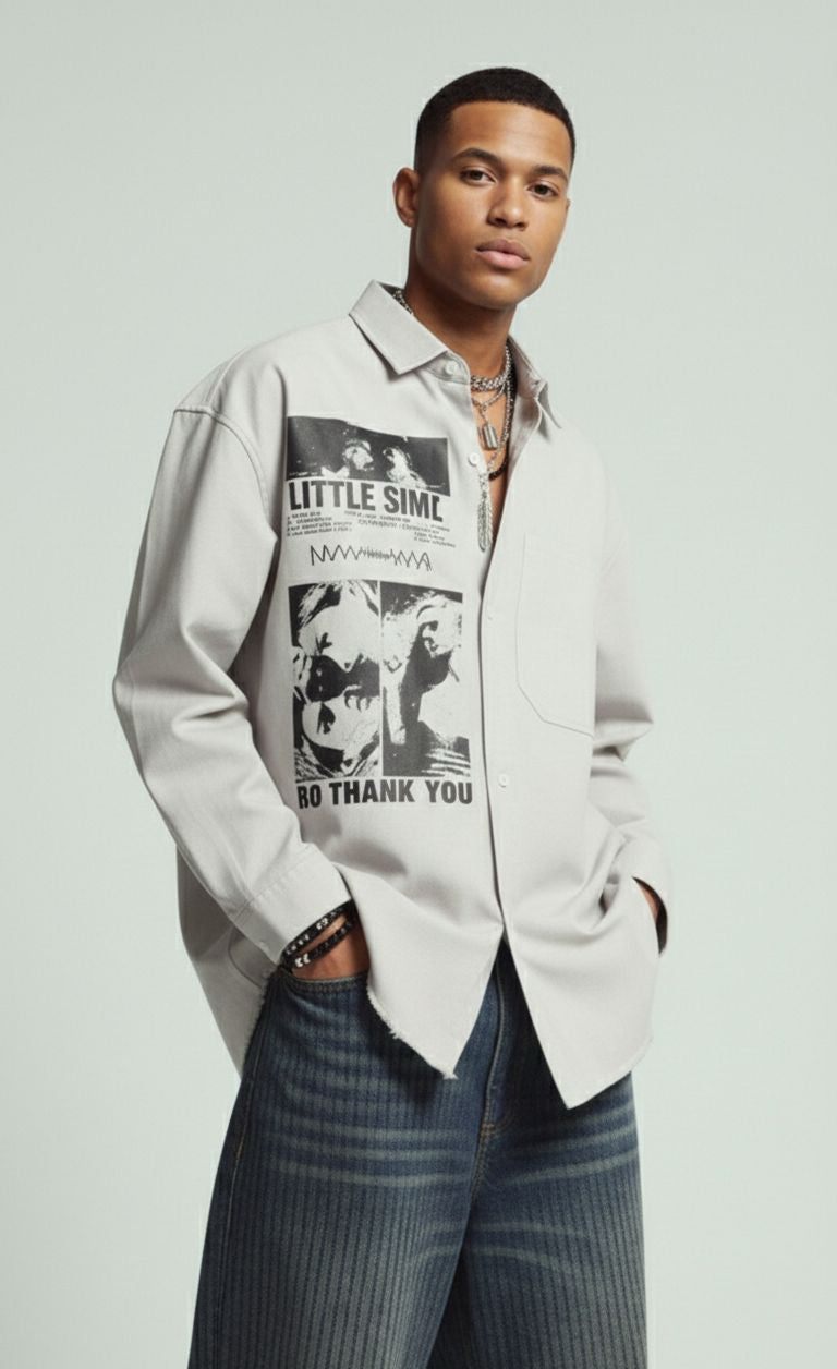 Relaxed Fit Shacket — Premium Two-Tone Beige — view 6