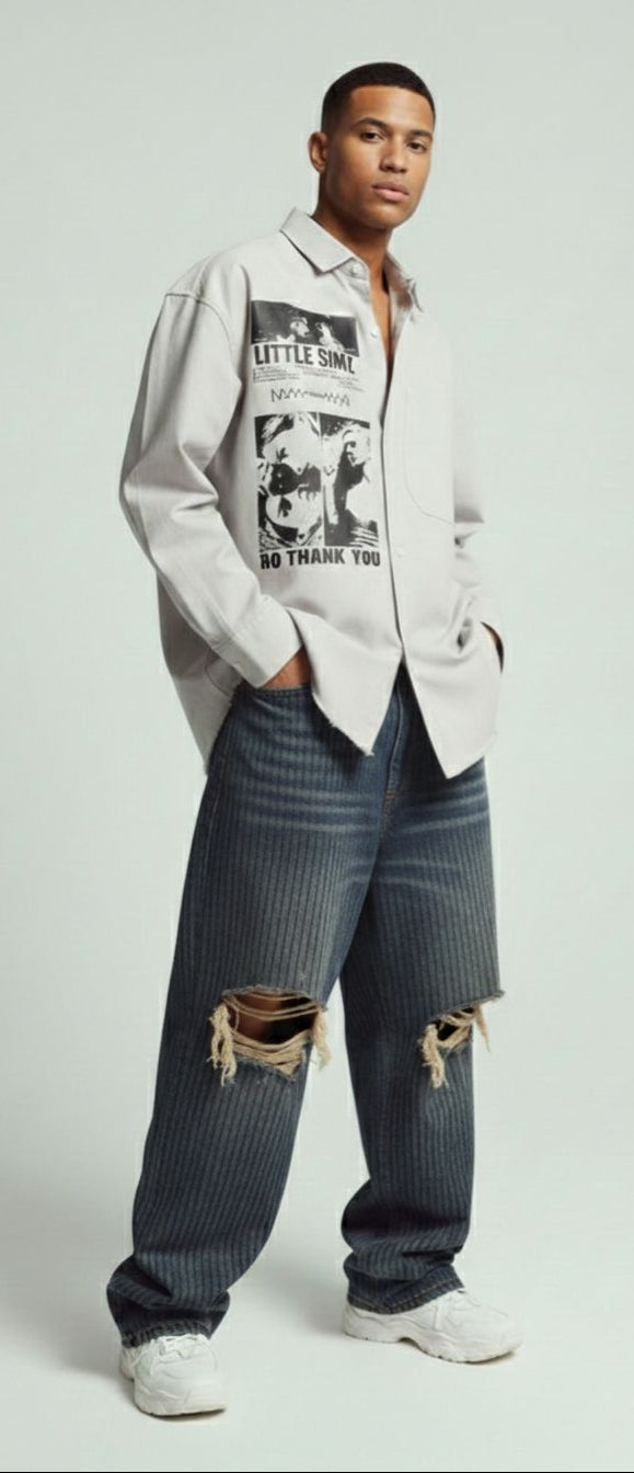 Relaxed Fit Shacket — Premium Two-Tone Beige — view 8