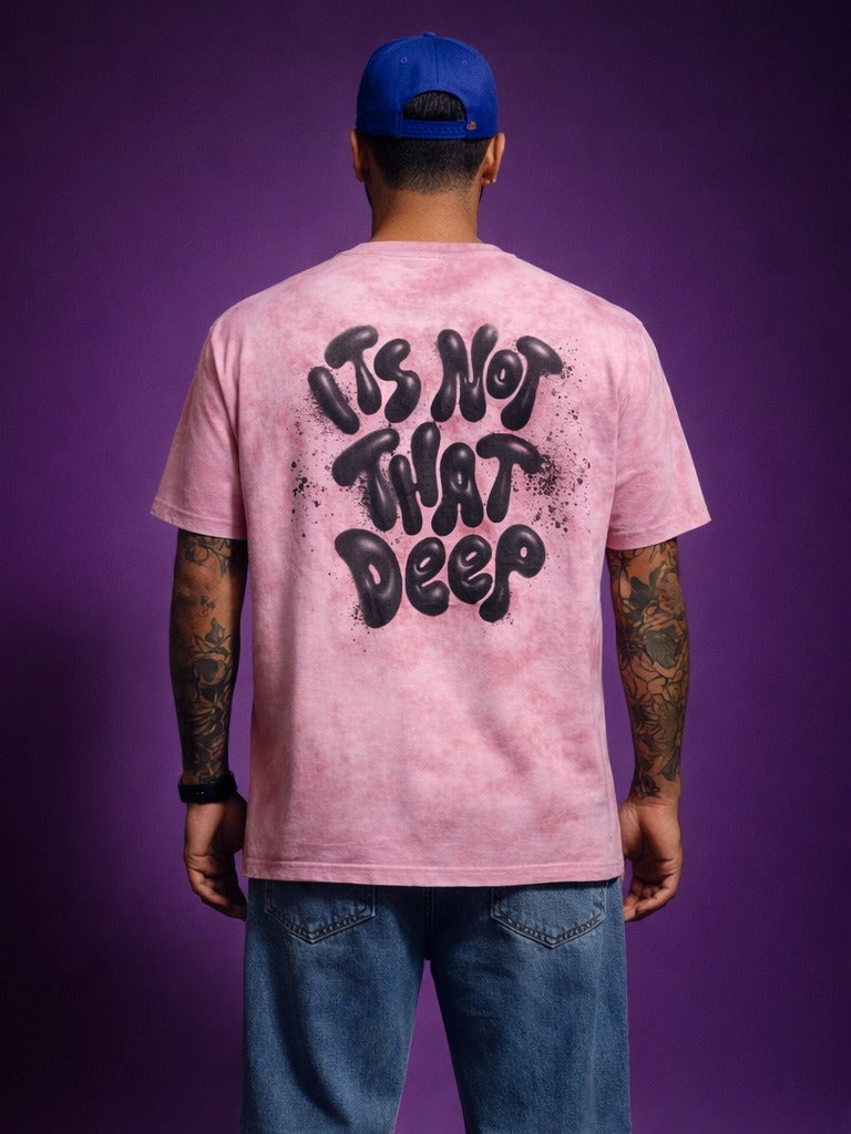 Abstract Cartoon Oversized Tee — Pink Bio-Washed Fit — view 2