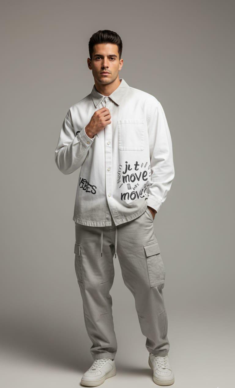 Urban Script Shacket — Relaxed Oversized Fit — view 5