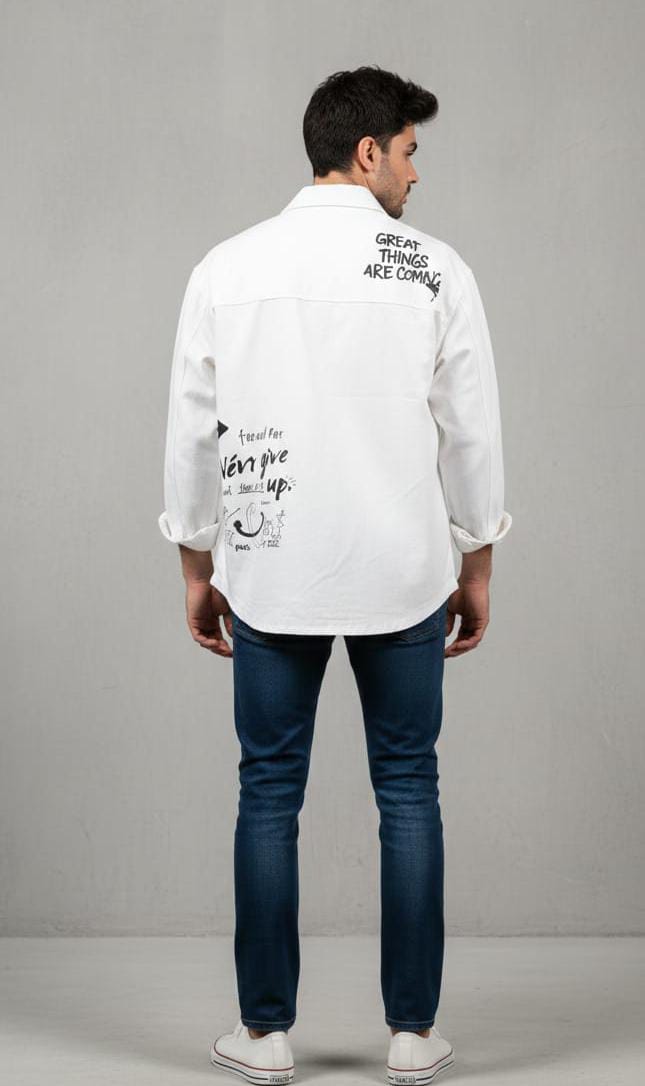 Urban Script Shacket — Relaxed Oversized Fit — view 6