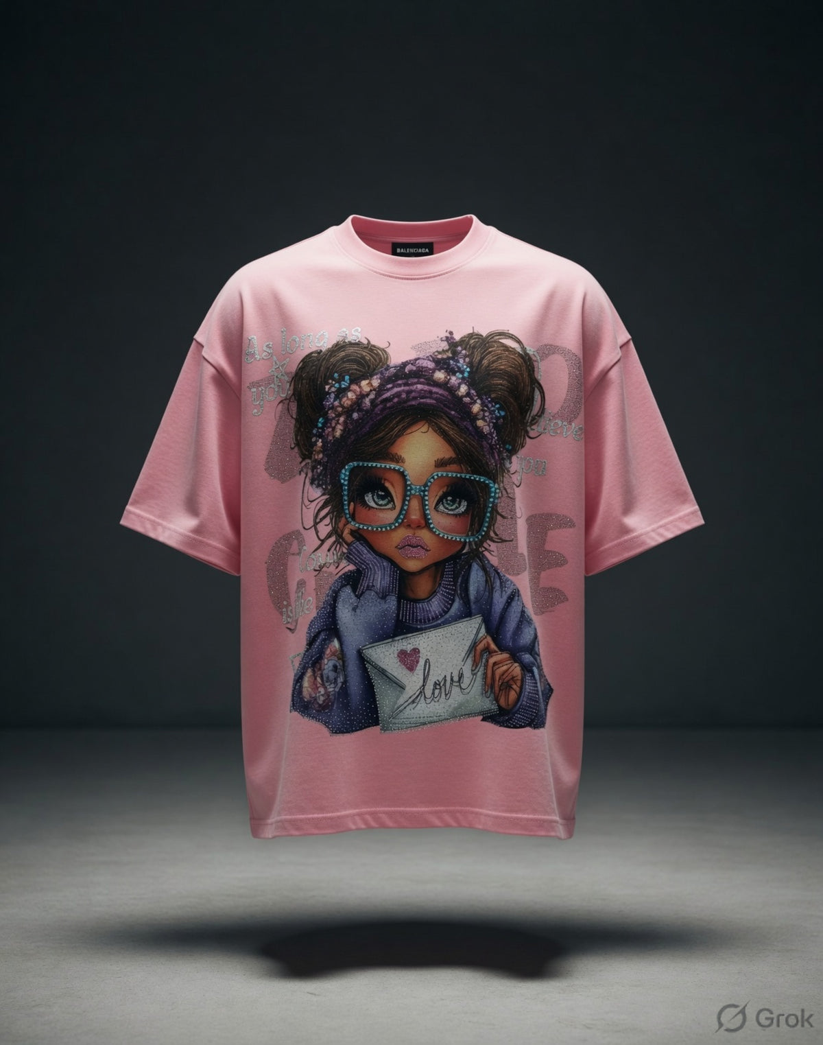 Nerd Print Oversized Tee — Combed Cotton Drop-Shoulder Fit — view 3
