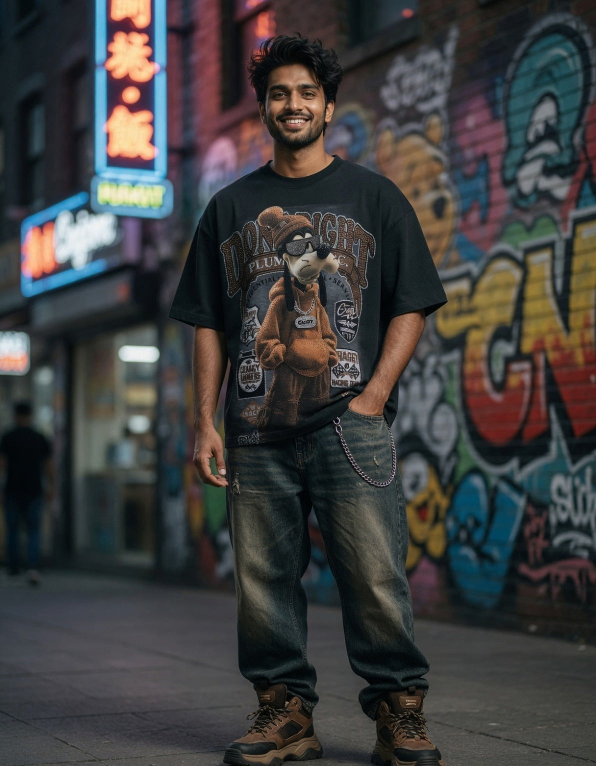 Graphic Bio-Washed Tee — Boxy Oversized Fit — view 4