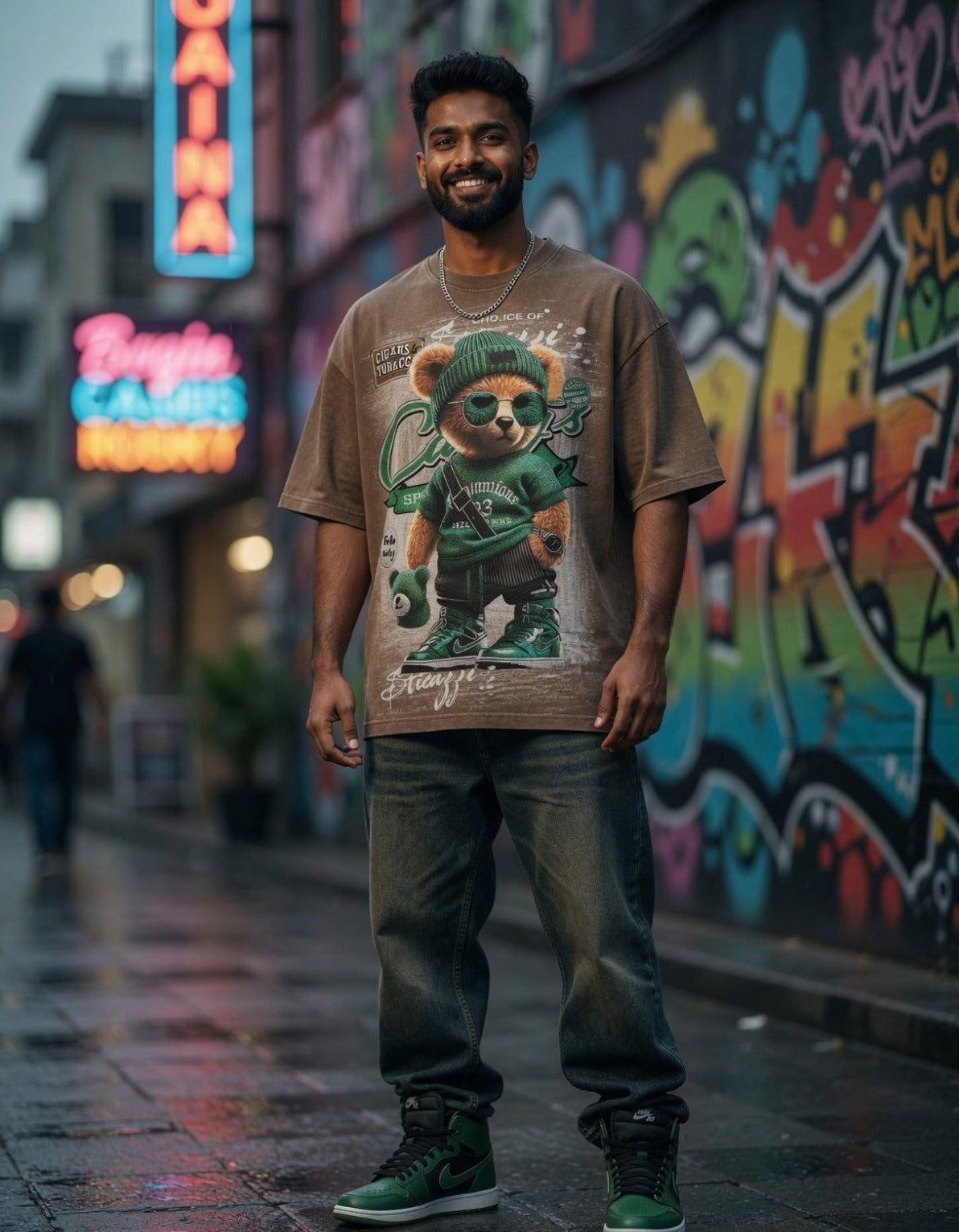 Teddy Mafia Brown Tee — Heavyweight Drop-Shoulder Fit — view 2